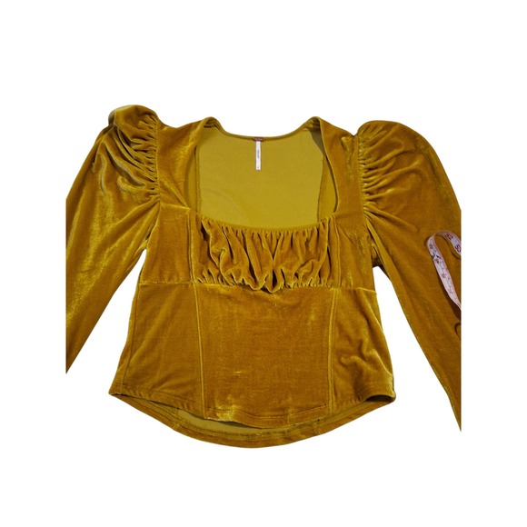 Y2k Free people Babydoll Milkmaid Womens size Large Velvet Fairygrunge Puff Top - Picture 6 of 12